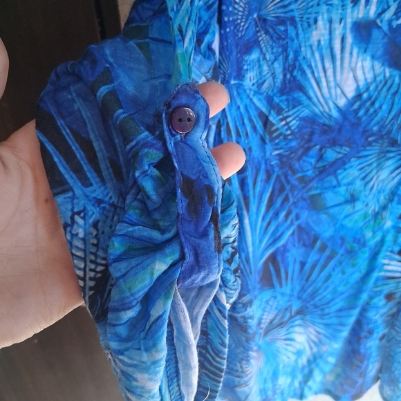 Blue Vacation Resort Tropical Button Up 3/4 Sleeves Large Tango Mango (6) Casual - Picture 4 of 5